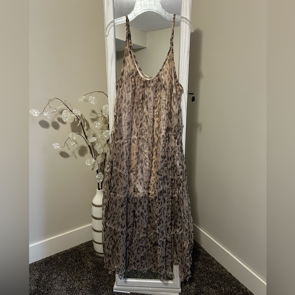 Glam Brown Leopard Print Maxi Dress